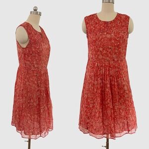 NWT Côtelac 100% Silk 2 pc Coral Red Seaworld Cotton Sundress Dress 2 XS